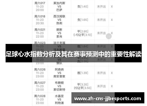 足球心水指数分析及其在赛事预测中的重要性解读 足球心水指数分析及其在赛事预测中的重要性解读